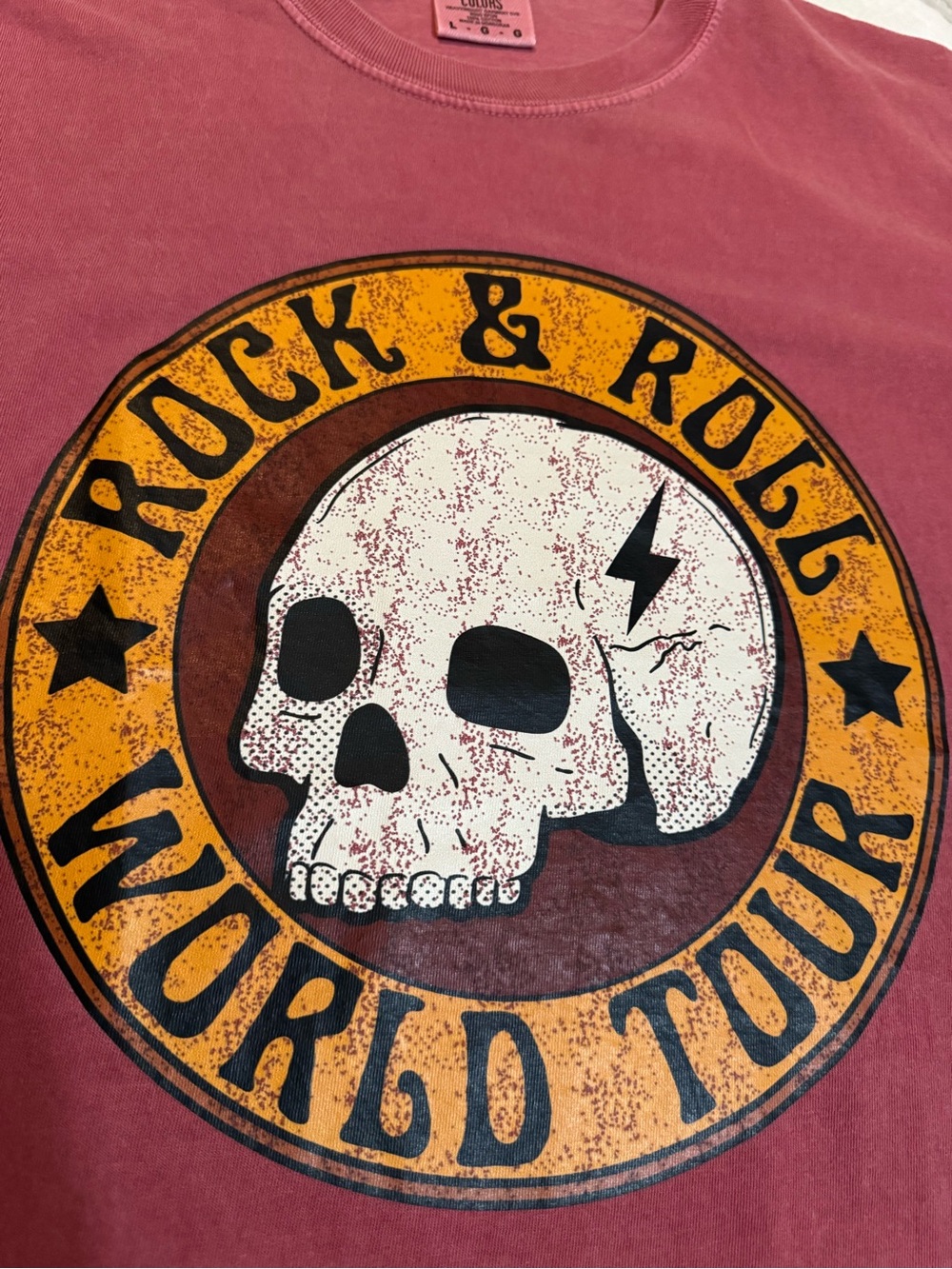 Kids Rock & Roll Skull Graphic Tee - Maroon